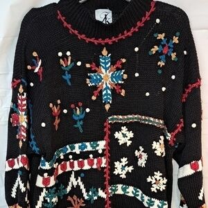 Vintage JK America 90's Thick Knit Nordic Ski Slopes Snowflake Women's 18-20